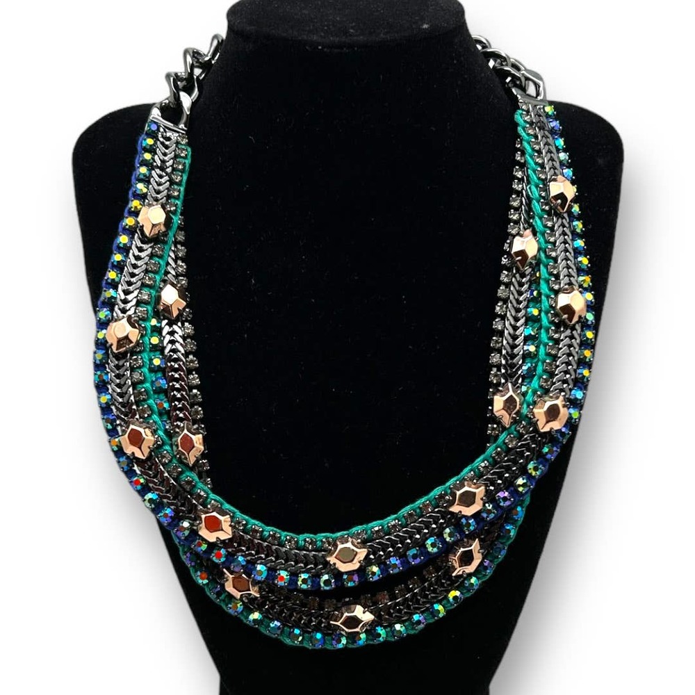 Stella & Dot Retired Rose Gold + Hematite Mercury Statement Necklace RARE NWOT